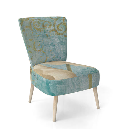 Bouquet Poppies On Paisley I - Upholstered Cottage Accent Chair