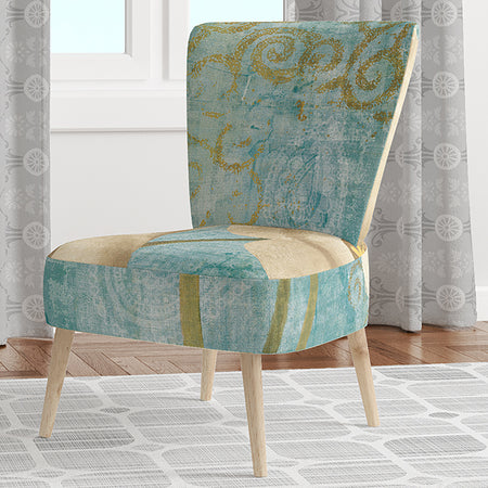Bouquet Poppies On Paisley I - Upholstered Cottage Accent Chair