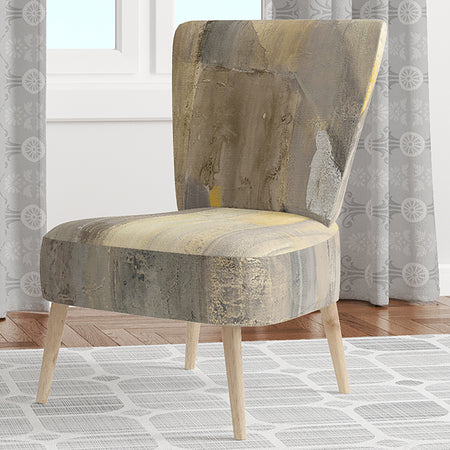 Gold Square Watercolor - Upholstered Glam Accent Chair