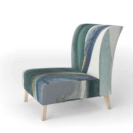 Mettalic Indigo And Gold I - Upholstered Glam Accent Chair
