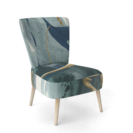 Mettalic Indigo And Gold II - Upholstered Glam Accent Chair