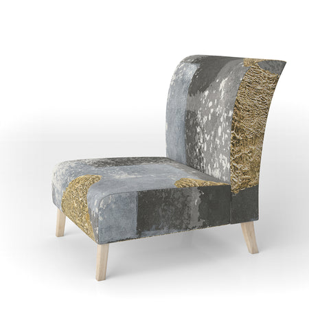 Gold Glamour Squares II - Upholstered Modern Accent Chair