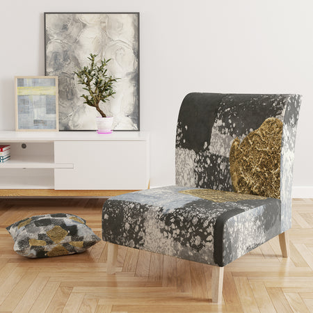 Gold Glamour Squares I - Upholstered Modern Accent Chair