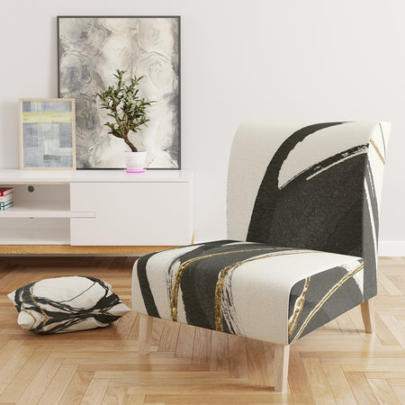Gold Glamour Circle I - Upholstered Glam Accent Chair