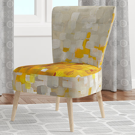 Glam Yellow Explosion Blocks - Upholstered Modern Accent Chair