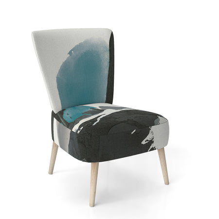 Geometric Black And Teal IV - Upholstered Modern Accent Chair