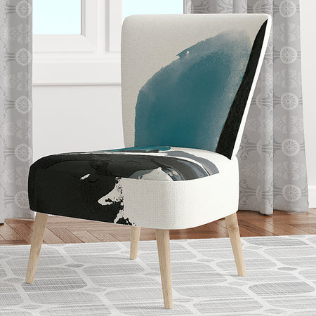 Geometric Black And Teal IV - Upholstered Modern Accent Chair