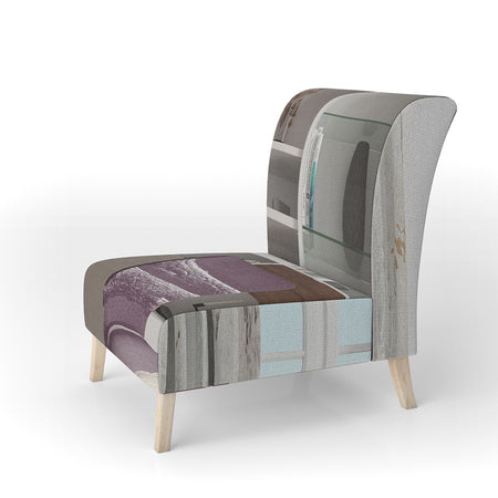 Shabby Watercolor On Purple IV - Upholstered Shabby Chic Accent Chair