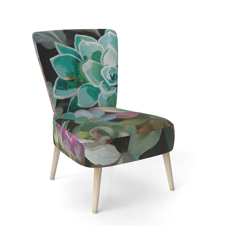 Floral Succulents - Upholstered Traditional Accent Chair
