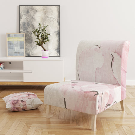 Indigold Shabby Peonies Pink - Upholstered Farmhouse Accent Chair