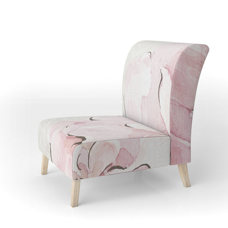 Indigold Shabby Peonies Pink - Upholstered Farmhouse Accent Chair