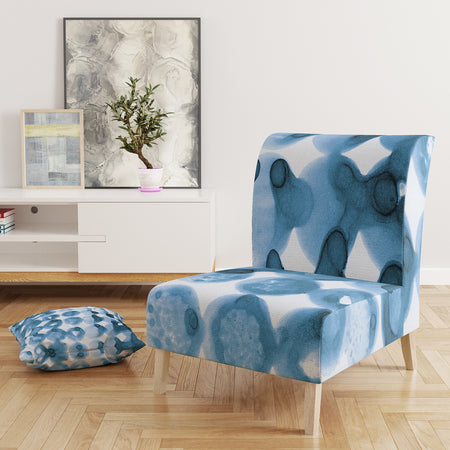 Indigo Watercolor Geometrical VI - Upholstered Contemporary Accent Chair