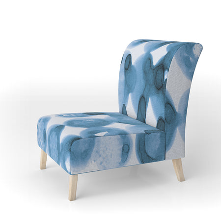Indigo Watercolor Geometrical VI - Upholstered Contemporary Accent Chair