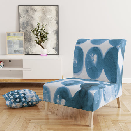 Indigo Watercolor Geometrical VII - Upholstered Contemporary Accent Chair