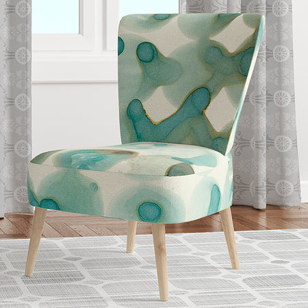 Turquoise Watercolor Geometrical I - Upholstered Modern Accent Chair