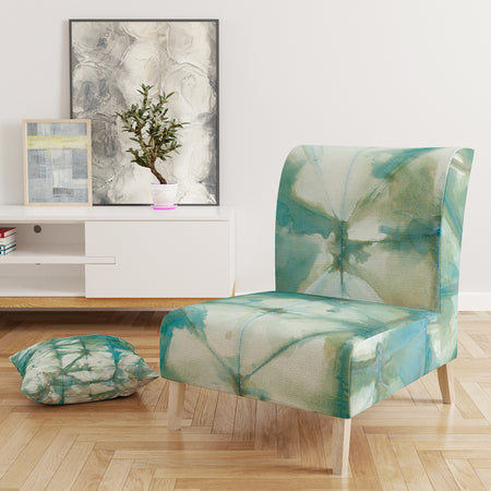 Turquoise Watercolor Geometrical III - Upholstered Modern Accent Chair