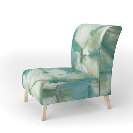 Turquoise Watercolor Geometrical III - Upholstered Modern Accent Chair