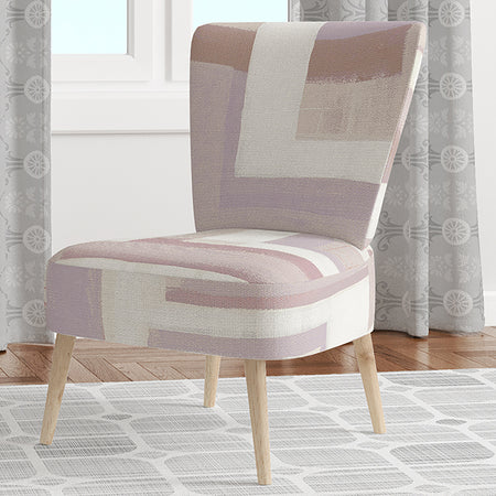 Pink Geometric Form Windows I - Upholstered Transitional Accent Chair