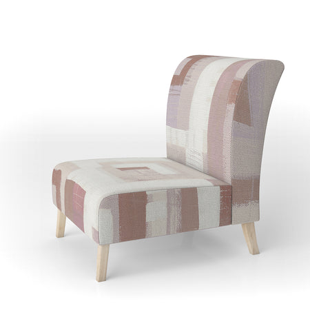 Pink Geometric Form Windows II - Upholstered Transitional Accent Chair