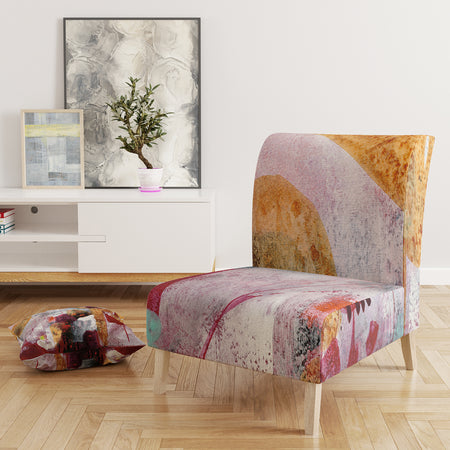 Abstract Watercolor With Red And Yellow - Upholstered Contemporary Accent Chair