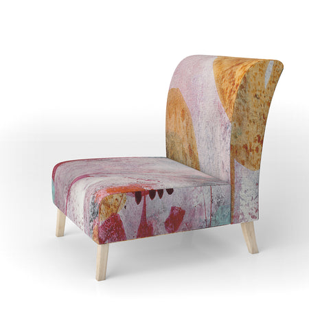 Abstract Watercolor With Red And Yellow - Upholstered Contemporary Accent Chair