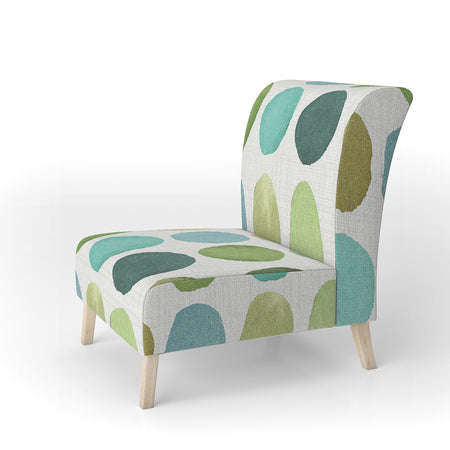 Geometric Green Circle I - Upholstered Mid-Century Accent Chair