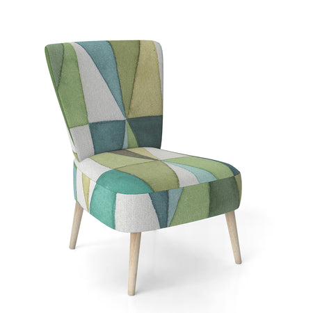 Geometric Green Triangle III - Upholstered Mid-Century Accent Chair