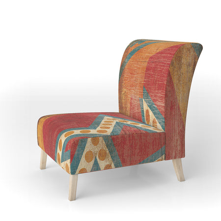 Moroccan Orange Tiles Collage I - Upholstered Bohemian Chic Accent Chair