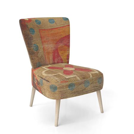 Moroccan Orange Tiles Collage II - Upholstered Bohemian Chic Accent Chair