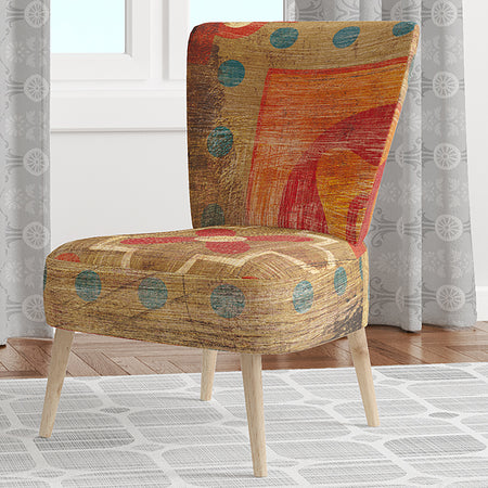 Moroccan Orange Tiles Collage II - Upholstered Bohemian Chic Accent Chair