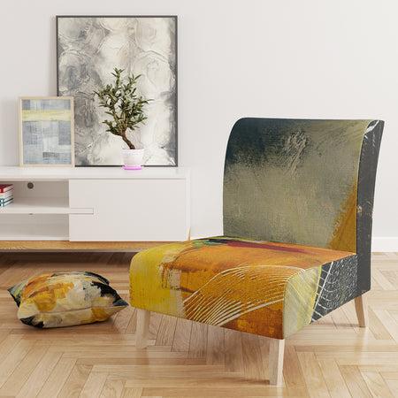 End Of The Orange Rainbow II - Upholstered Modern Accent Chair