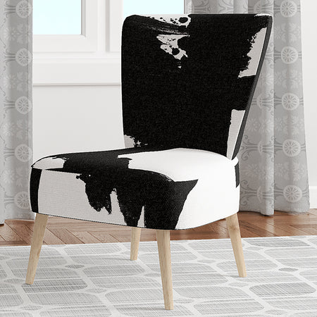 Black & White Crossing Paths I - Upholstered Modern Accent Chair
