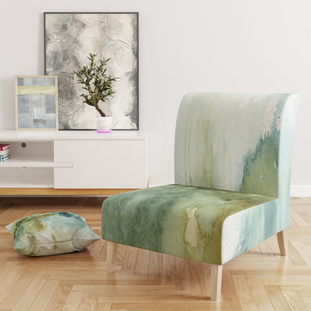 Abstract Watercolor Green House - Upholstered Modern Accent Chair