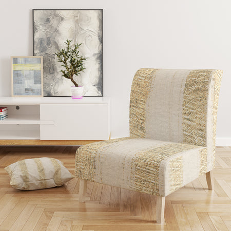Gold Glam Stipes Pattern - Upholstered Modern Glam Accent Chair