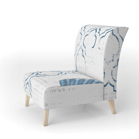 Navy Blue Scallop Shell - Upholstered Nautical & Coastal Accent Chair