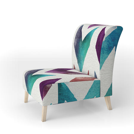 Geometric Pattern Of Red And Blue Arrows - Upholstered Transitional Accent Chair