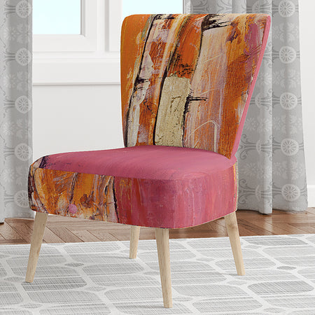 Glamorous Composition Of Red And Gold - Upholstered Mid-Century Accent Chair