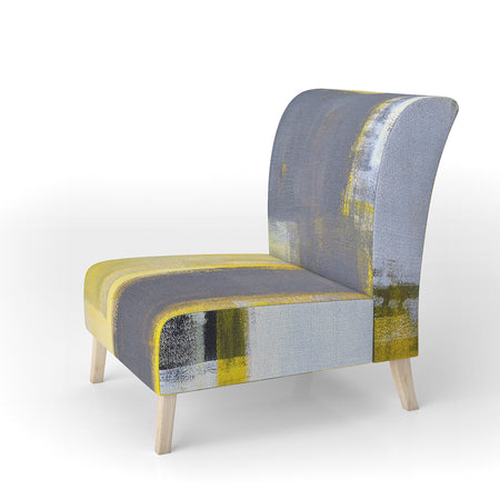 Grey And Yellow Blur Abstract - Upholstered Mid-Century Accent Chair