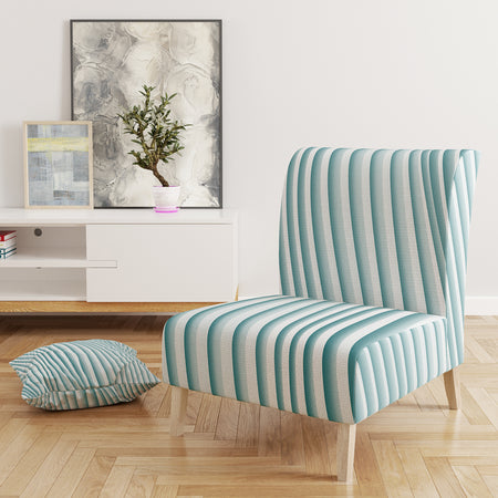 Fractal Small Blue 3D Waves - Upholstered Contemporary Accent Chair
