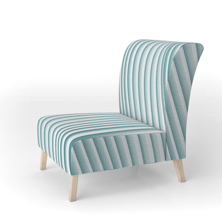 Fractal Small Blue 3D Waves - Upholstered Contemporary Accent Chair