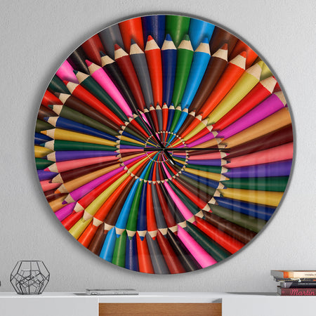 Rainbow Pencil Spiral - Oversized Contemporary Wall CLock
