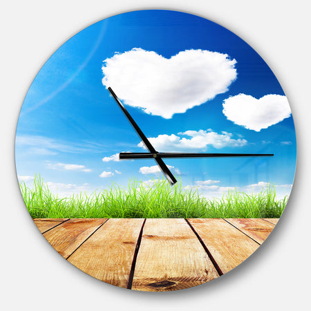 Cloud Hearts on Blue Sky - Oversized Farmhouse Wall CLock