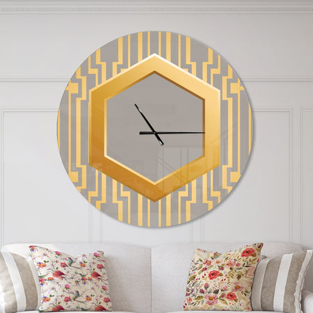 Vintage Gold and Grey design - Oversized Shabby Chic Wall CLock