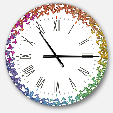 Rainbow Butterfly Origami - Oversized Farmhouse Wall CLock