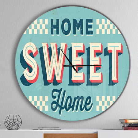 Home Sweet Home Old Metal Style - Oversized Quote Wall CLock