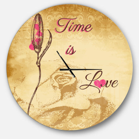Time is Love Vintage Flower - Oversized Quote Wall CLock