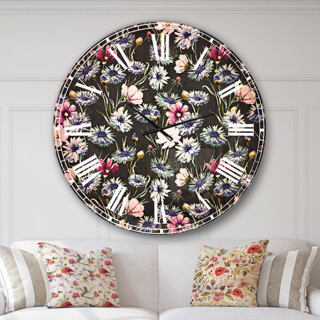 Multi Color Corn Flowers - Floral Large Wall CLock