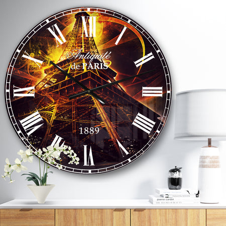 Paris Paris Eiffel Toweron Fantasy Background - Cityscape Large Wall CLock