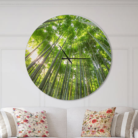 Peaks of Bamboo in Kyoto Forest - Oversized Forest Wall CLock