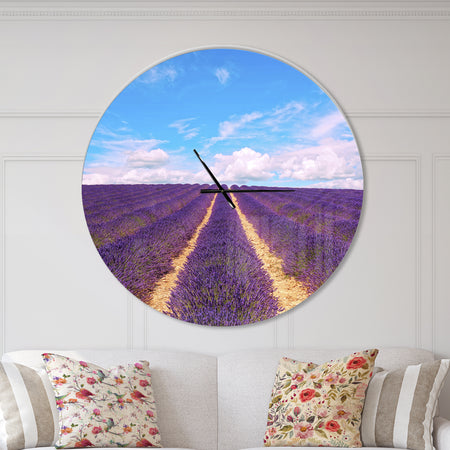 Blooming Lavender Flower Field - Oversized Traditional Wall CLock